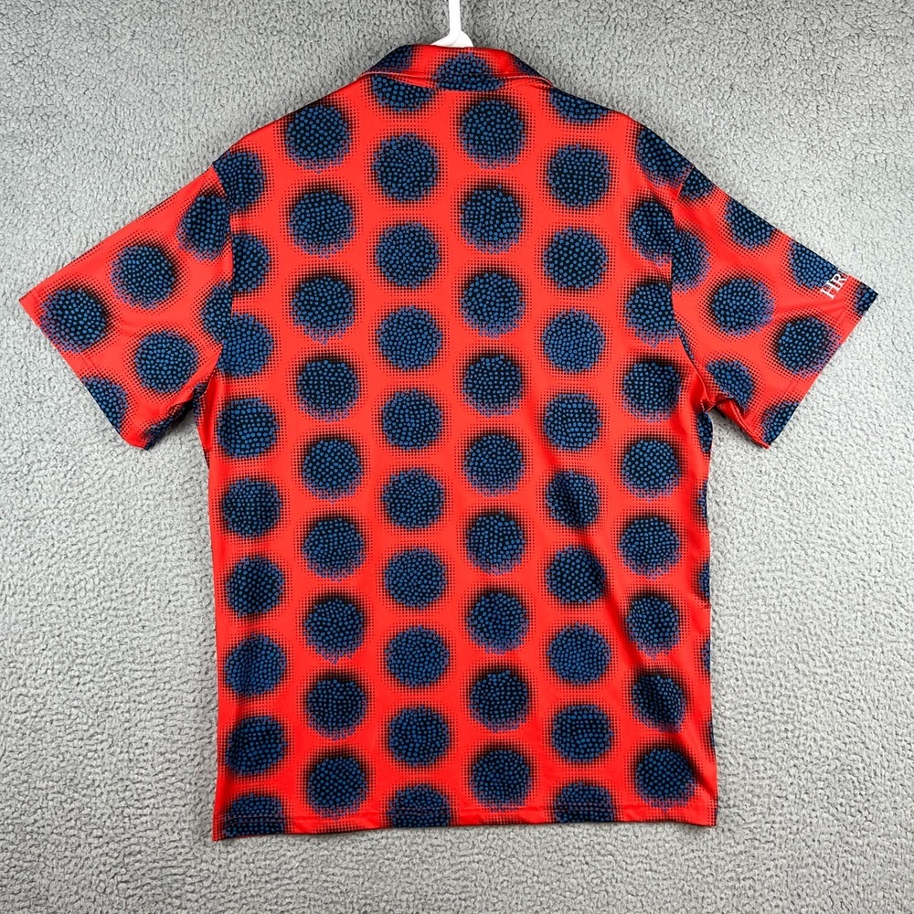 Hreski Polo Shirt Mens Large Red Blue Sphere Balls Abstract Golf Performance - Picture 5 of 11